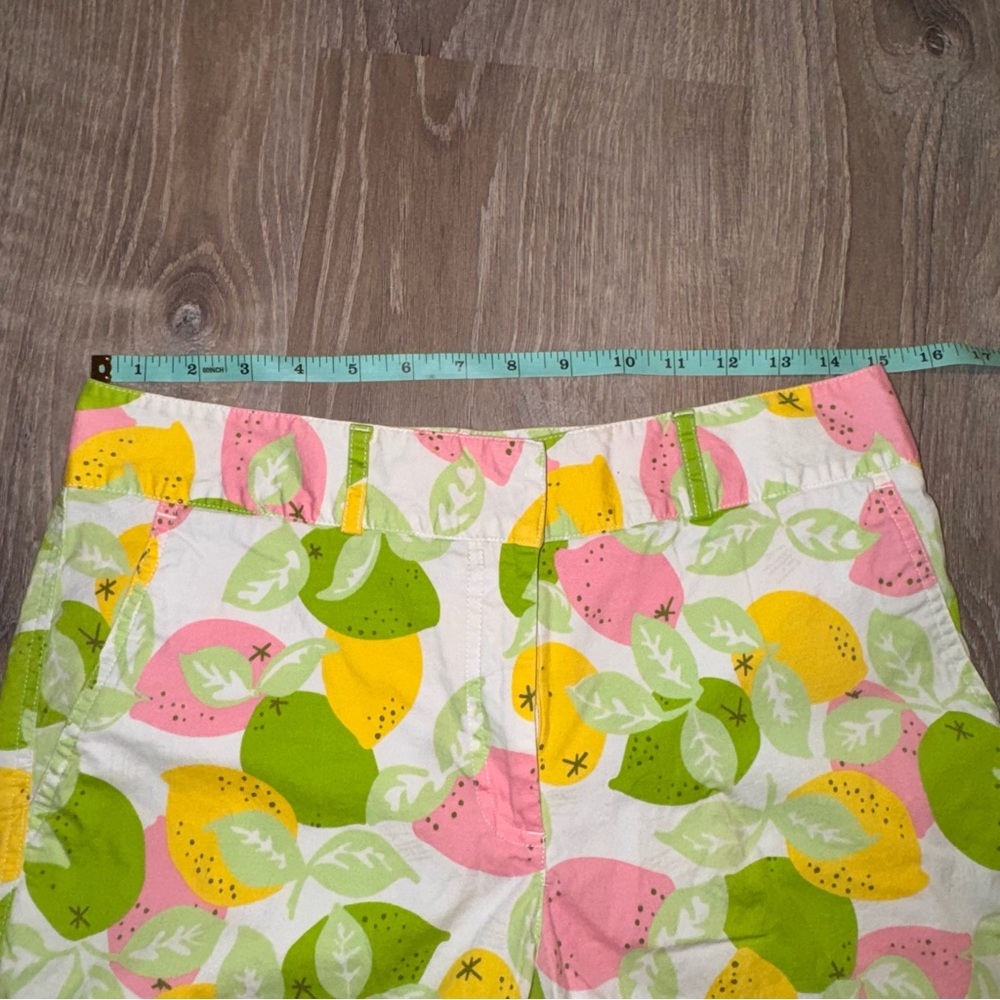Lilly Pulitzer citrus lemon lime print Pink Yellow Fruit capri pants vintage 8 - Picture 10 of 13